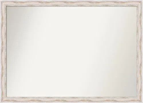 Miniatura 403 de Amanti Art Espejo de baño blanco para sobre el fregadero, 30 x 35 pulgadas, espejo de tocador rectangular estrecho de Eva de oro blanco, marco