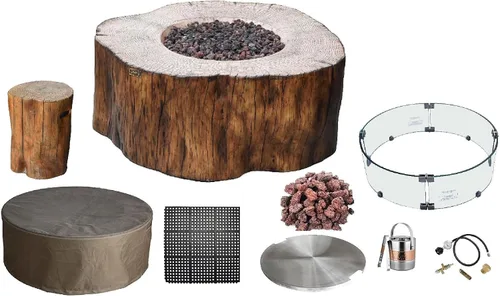 Miniatura 104 de Elementi+ Mesa de Fuego de Gas Colorado de Hormigón Fundido de 56" Rectangular, Hoguera al Aire Libre con Ignición Electrónica Incluye Cubierta