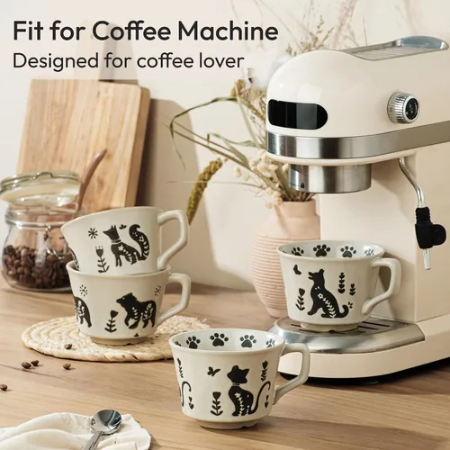 Miniatura 7 de Ceramic Coffee Mug, 11 oz Small Novelty Unique Teacup with Handle, Stoneware Cup for Tea Mocha Latte Cappuccino (Cat)