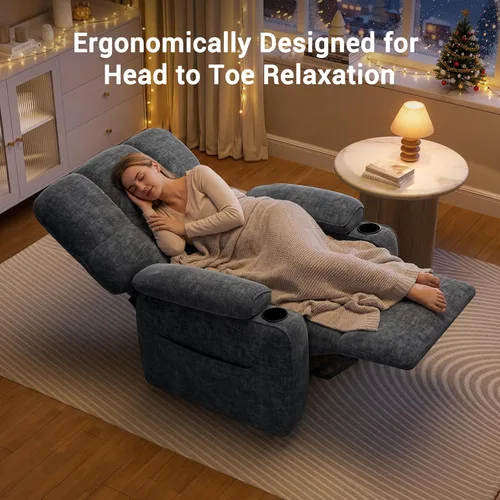 Miniatura 8 de AMADA HOMEFURNISHING Silla reclinable eléctrica para adultos, reclinable eléctrico de felpilla ajustable infinita con soporte para tazas, control