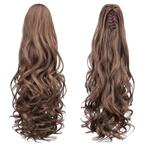 Miniatura 127 de Extensiones de cola de caballo de cabello rubio, extensiones de cola de caballo para mujer, pinza de extensiones de cabello rizado de 12 pulgadas