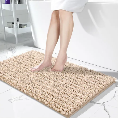 Miniatura 130 de Yimobra Alfombras de Baño Antideslizantes Lavables - Alfombra de Baño de Chenilla Ultra Suave Absorbente, Alfombra Peluda de Secado Rápido para Negro