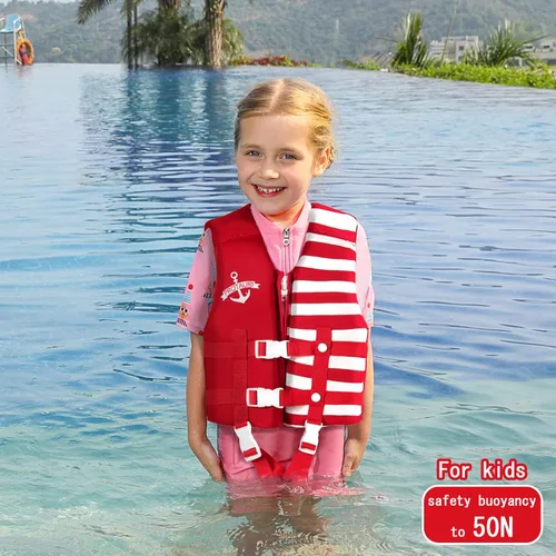 Miniatura 5 de PROTAURI Chaleco de natación para niños – Traje de baño flotante, flotabilidad para aprender a nadar de 2 a 9 años o más, 50N Rojo