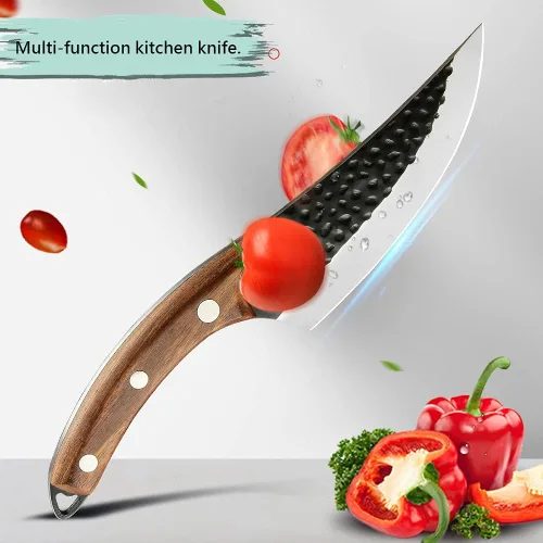 Miniatura 3 de Kitory Cuchillo de carnicero para cortar carne, cuchillo vikingo forjado a mano con mango ergonómico de madera, cuchillo de chef chino de acero
