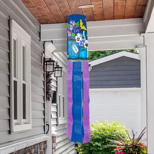 Miniatura 2 de Vasijas de Mason con diseño de mariposas y pansies de primavera, 40" de largo, Briarwood Lane