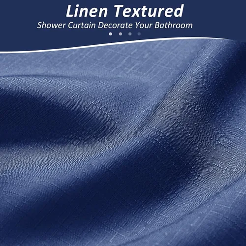 Miniatura 3 de Cortinas de ducha negras para baño, juego de cortinas de ducha de tela texturada ombre, lujo de hotel y spa con 12 ganchos, lavable a máquina