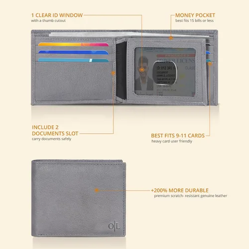 Miniatura 66 de Carteras RFID delgadas para hombres - Cartera de bolsillo frontal de piel genuina