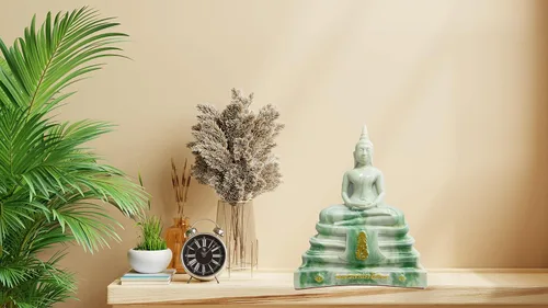 Miniatura 6 de BUDDHO Estatua de Buda Sothorn de mármol blanco de 6 pulgadas de alto. Estatua de Buda tailandés sentada para decoración del hogar, decoración