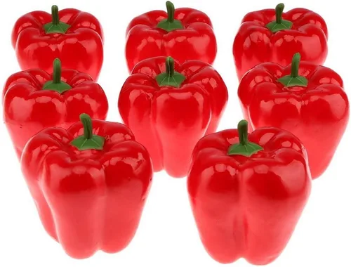 Miniatura 12 de Gresorth 8pcs Artificial Big Bell Pimienta Verde Decoración Vegetal Falso Casa Gabinete de Cocina