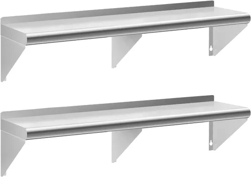 Miniatura 9 de Estante de acero inoxidable de 12 x 36 pulgadas, estantes de acero inoxidable comerciales de 300 libras para montaje en pared, estantes de metal 1