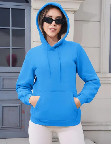 Miniatura 62 de MAGCOMSEN Sudaderas con capucha para mujer, con forro de sherpa, de vellón, para invierno, cálido, pesado, de algodón, con bolsillo