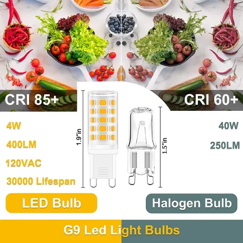 Miniatura 4 de Bombilla LED G9 de 3000 K blanco suave, 40 W equivalente, ángulo del haz de luz de 360°, 400 lúmenes, sin parpadeo, 120 V, base de doble clavija