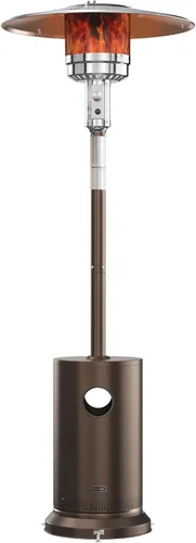 Miniatura 11 de EAST OAK Calentador de patio de 50,000 BTU para uso al aire libre con diseño de mesa redonda, quemador de acero inoxidable de doble capa, ruedas