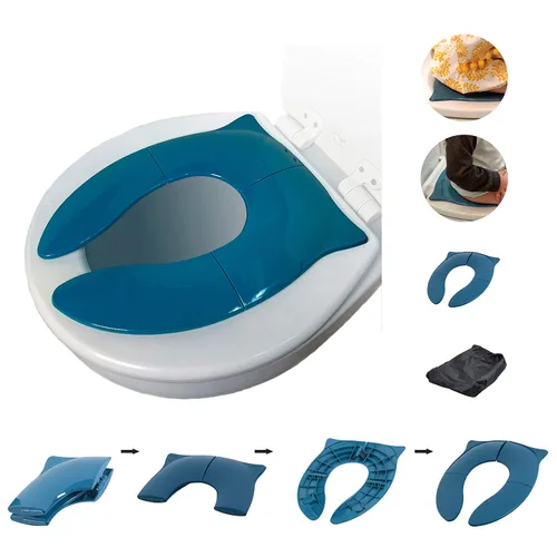 Miniatura 10 de THREE LITTLE TOTS - Asiento portátil moderno y seguro, asiento de entrenamiento plegable de viaje rosa rubor para niñas y niños, se adapta a