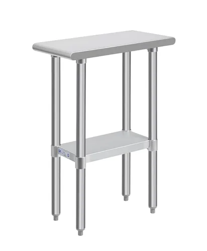Miniatura 22 de Mesa de acero inoxidable para preparación y trabajo, con ruedas giratorias, mesa resistente, comercial NSF, con estante inferior y protector