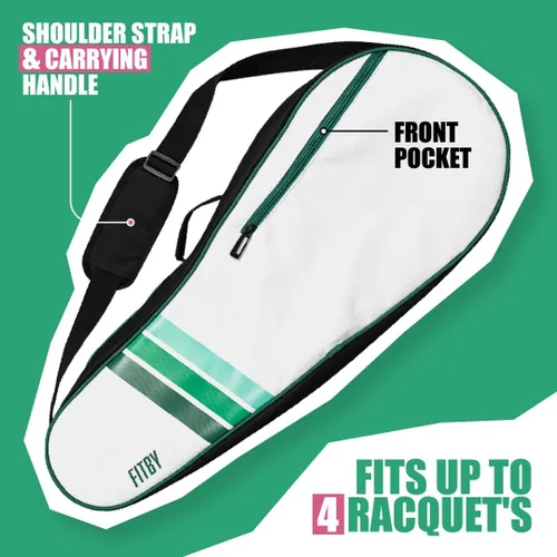 Miniatura 3 de Bolsa de tenis para hombres y mujeres, bolsa de raqueta ligera y duradera con correa ajustable para el hombro y bolsillos laterales, se adapta a