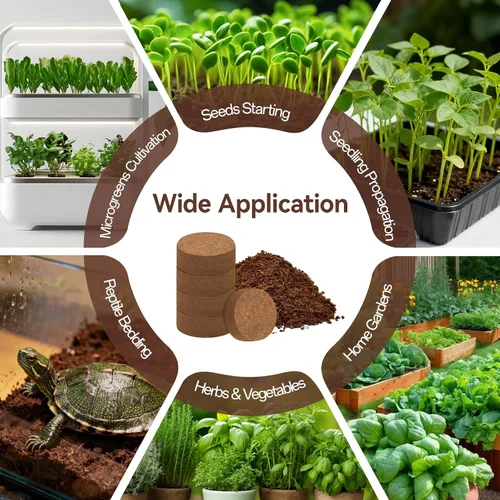 Miniatura 9 de Halatool 100 piezas 30mm de pellets de fibra de coco orgánico para inicio de semillas, tierra de fibra de coco comprimida para cultivar vegetales