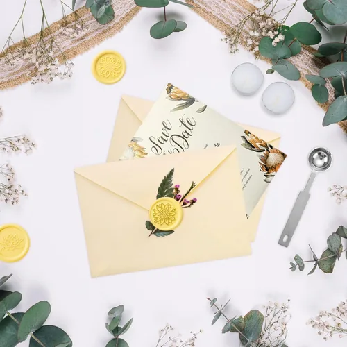 Miniatura 4 de Yoption Sello de cera de girasol, sello de cera de sellado de la serie Flora vintage, ideal para adornar sobres, invitaciones de boda, paquetes