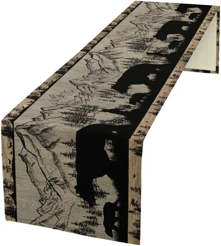 Miniatura 23 de Camino de mesa con diseño de patas de perro, lindo animal con estampado de patas de cachorro, decoración de fiesta de cumpleaños, casa de campo