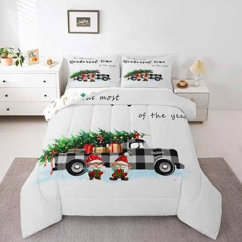 Miniatura 51 de Erosebridal Juego de edredón de Papá Noel tamaño matrimonial para niños y niñas, edredón de plumón de Feliz Navidad, juego de ropa de cama