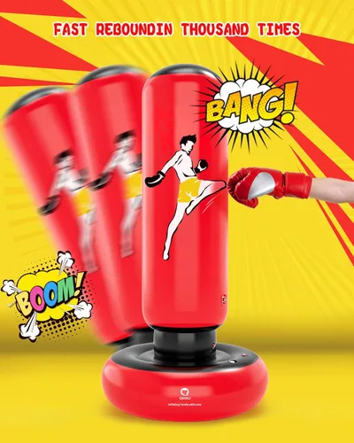 Miniatura 6 de QPAU Kids Punching Bag Toy with Boxing Gloves, 66 Inch Larger Stable Kids Inflatable Boxing Bag Set, Gifts for Boys & Girls Age 6-12, for Practicing