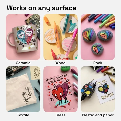 Miniatura 4 de ARTISTRO 12 Bolígrafos de Pintura Regulares para Marcado en Vidrio, Pintura en Roca, Cerámica, Madera, Tela, Álbum de Recortes, Manualidades DIY