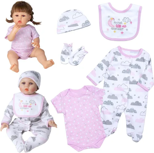 Miniatura 2 de Reborn Baby Dolls Ropa Trajes de 22 pulgadas Accesorios de ropa de niña Juego de 5 piezas para muñecas recién nacidas de 20-23 pulgadas
