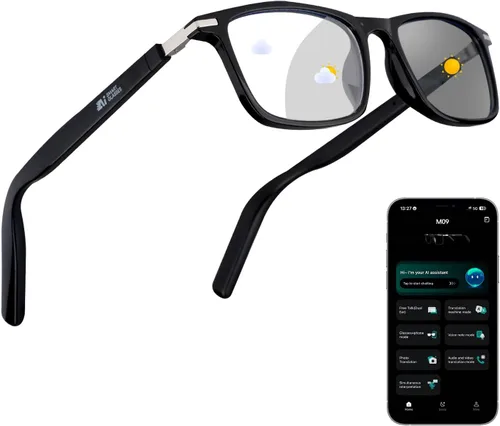 Lentes inteligentes Al 2026 para hombres y mujeres, lentes de traducción Bluetooth con 164 idiomas, lente de cambio de color, música y llamadas,
