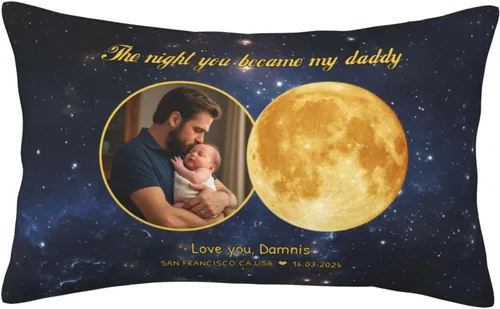 Miniatura 26 de Custom The Day You Became Our Mom Pillow Cover, Personalized Family Birth Moon Phase Pillowcases with Name Birthdate Gift for Mom Dad Father's Day