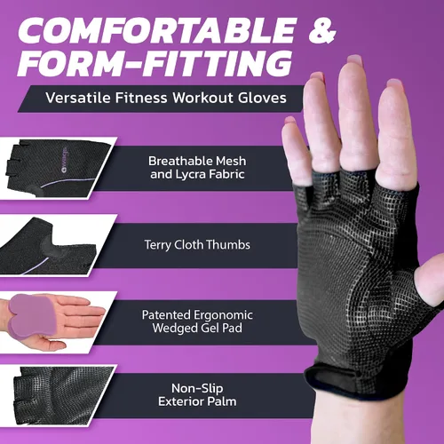 Miniatura 3 de Guantes de fitness para mujeres y hombres con soporte de muñeca, guantes de entrenamiento y entrenamiento de fuerza, accesorios de gimnasio