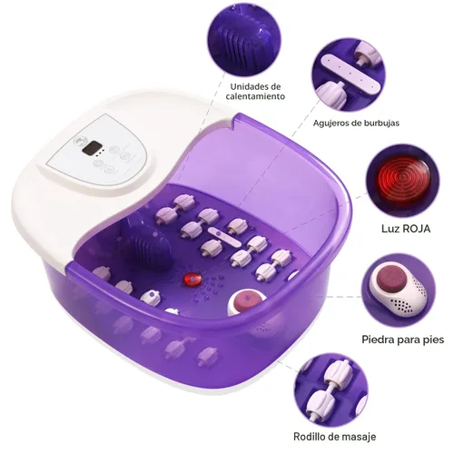 Miniatura 8 de ECARBME Masajeador de baño de pies con calor, vibración, control de temperatura, chorros, burbujas y sal de Epsom, bañera de baño de pies con 22