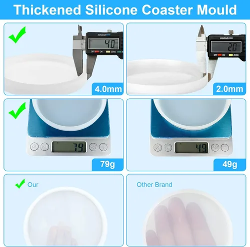 Miniatura 3 de 2 moldes de resina gruesa para posavasos de 7.5 pulgadas y 5.5 pulgadas, molde de silicona para fundición de resina epoxi, posavasos de bricolaje, 2