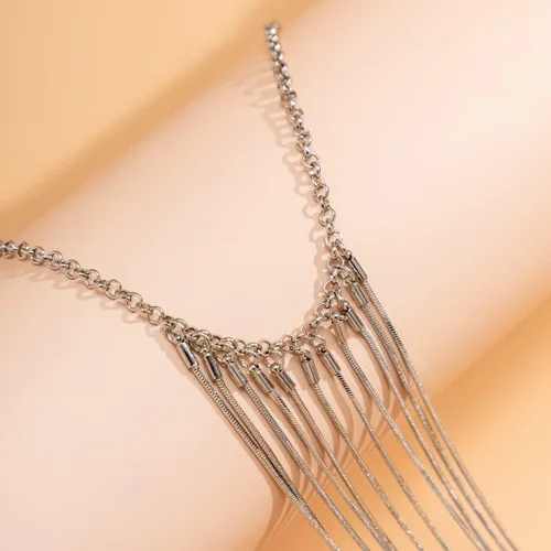 Miniatura 4 de Cadena de cuerpo sexy con borlas cruzadas en capas, collar de arnés, brasier de bikini, cadena de hombro, cintura para el vientre, joyería