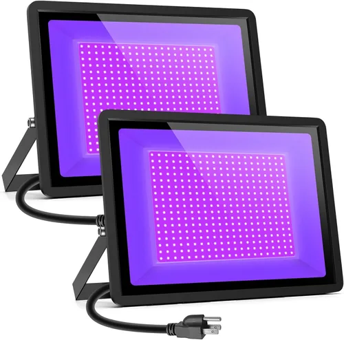 Miniatura 9 de Luces negras HWay de 100 W, luces LED negras moradas, luz de inundación con enchufe (cable de 6 pies), para fiesta de luz negra, iluminación