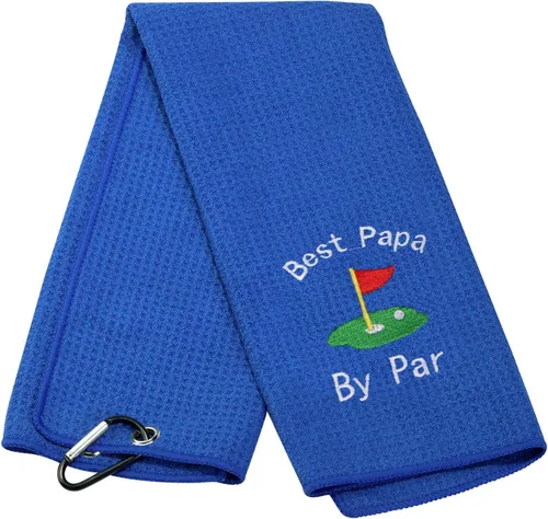 Miniatura 14 de JXGZSO Toalla de golf bordada para papá, toalla de golf bordada con clip (Best Dad by par)