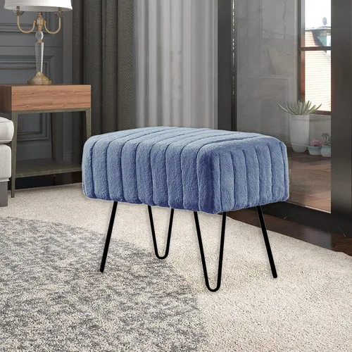 Miniatura 6 de Home Soft Things - Banco otomano de piel sintética azul de visón, 19 x 13 x 17 pulgadas, color espejismo azul, se puede usar como reposapiés, banco