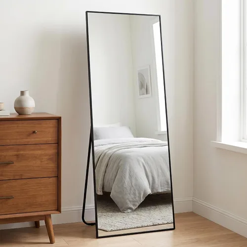 Miniatura 20 de BEAUTYPEAK - Espejo de longitud completa con soporte, de 56 pulgadas x 21 pulgadas, espejo de piso con marco fino de aleación de aluminio, espejos