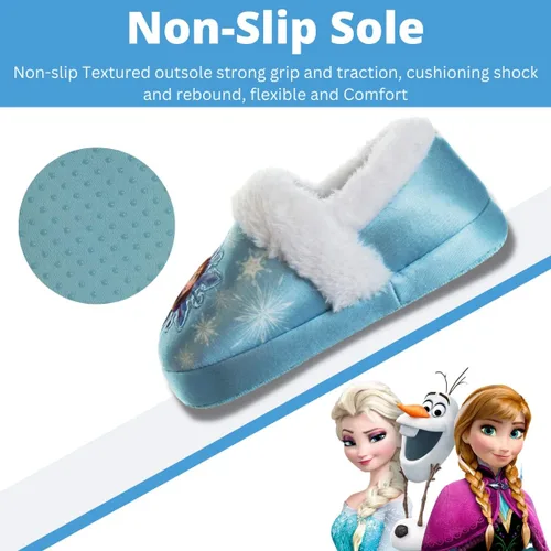 Miniatura 4 de Disney Frozen Elsa and Anna Girls Slippers - Plush Non-Slip Comfy Fluffy Lightweight Warm Comfort Soft Aline Indoor House Slippers