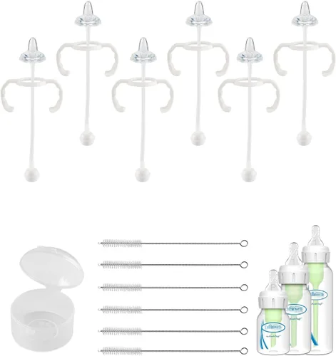Miniatura 10 de Kit de conversión de vaso con pajita para biberones de vidrio estrechos y estrechos de Dr. Browns, kit de repuesto con peso con tapa y asa suaves, 6