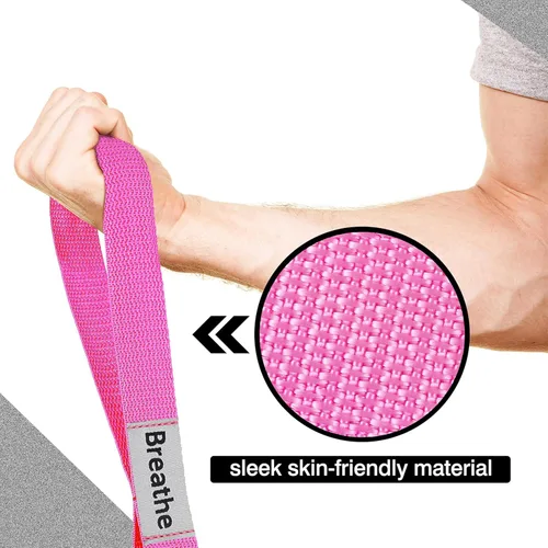 Miniatura 11 de Correa elástica para yoga, no elástica, con letras y comentarios, 10 bucles para terapia física, ejercicio, pilates, baile, gimnasia