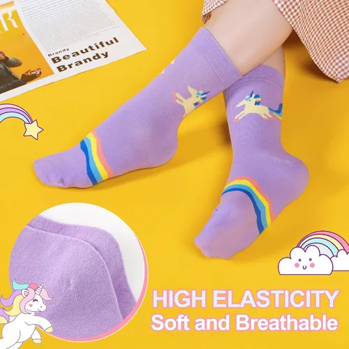 Miniatura 4 de BISOUSOX Girls Socks 6-8 Years Old Unicorn Fun Crazy Novelty Funny Silly Socks for Kids Boy Girl Birthday Christmas Gift