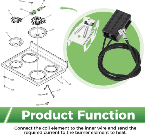 Miniatura 4 de Paquete de 2 receptáculos y cables de repuesto WB2X8228 para quemadores de estufa eléctrica GE Hotpoint Kenmore Range, reemplazo 250535, AP2013499