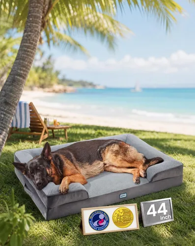 OhGeni Orthopedic Cooling Dog Bed Couch, Cooling Big Pet Sofa for Extra Large Sized Pets with Memory Foam, Machine-Washable Waterproof Removable