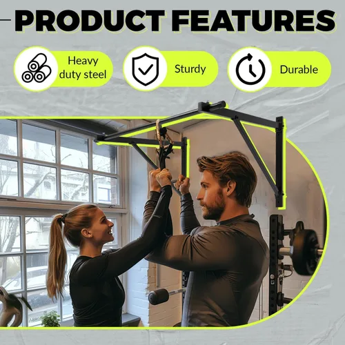 Miniatura 5 de Barra de pull up para montar en la pared, 50 pulgadas, para ejercitar, 500 libras