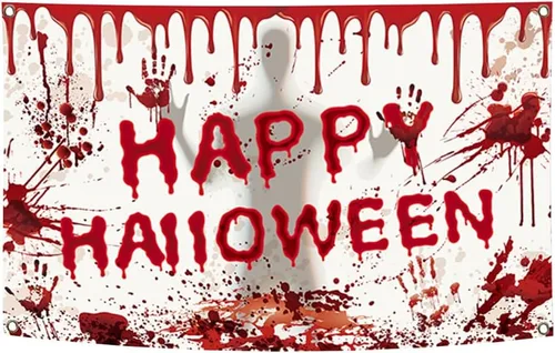 Telón de fondo de Feliz Halloween, 70.87 x 43.31 pulgadas, decoración de fiesta aterradora, suministros de decoración para patio, interior y