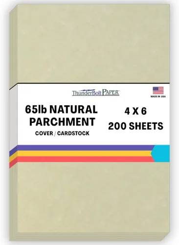 200 hojas de papel de cubierta de pergamino natural de 65 libras, 4 x 6 pulgadas, hojas de colores de cartulina de 4 x 6 pulgadas (4 x 6 pulgadas),