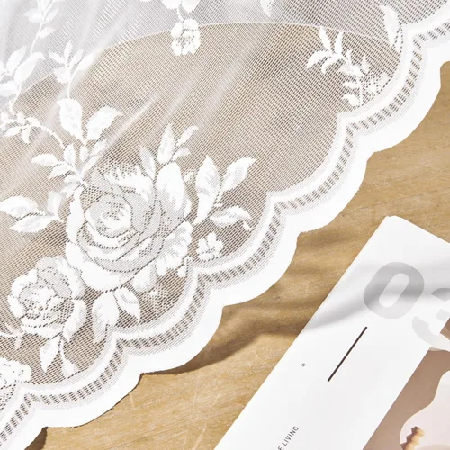 Miniatura 6 de SEEKRIGHT 2 paneles de cortinas traslúcidas de encaje de 96 pulgadas de largo, cortinas florales victorianas blancas para sala de estar, dormitorio