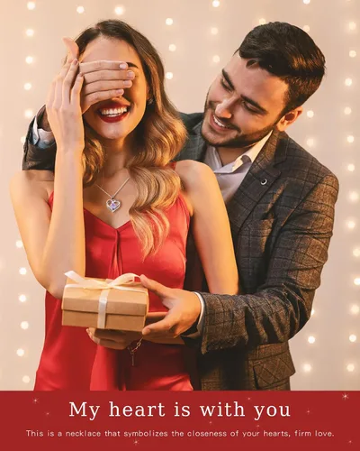 Miniatura 2 de THECEROS Collar de corazón para mujer, chapado en oro de 18 quilates, collar de piedra natal de plata de ley, regalo para mujer