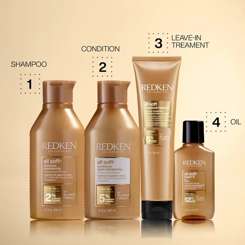 Miniatura 7 de Redken All Soft Shampoo and Conditioner Set - Gently Cleanses and Softens, Moisturizing and Hydrating Set For Dry, Brittle Hair, With Argan Oil