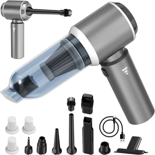 Miniatura 10 de Aspiradora de mano 4 en 1 inalámbrica y plumero de aire, 28000 pa de potencia de succión portátil inalámbrica, mini aspiradora con pantalla digital